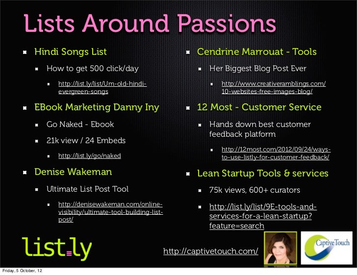 List of passions and interests